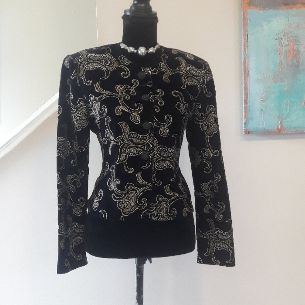 Vintage Norton McNaughton Black Embroidered Blazer